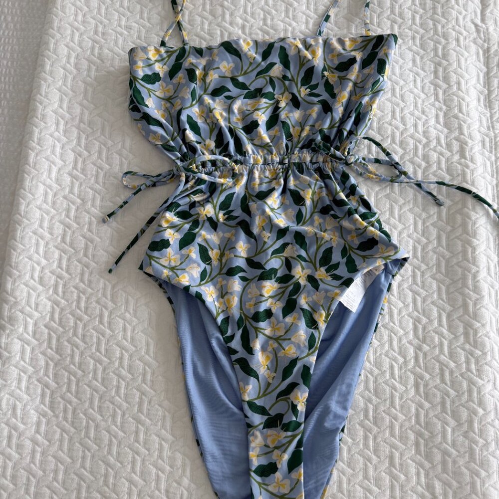 Agua by Agua Bendita Alegria Floral Cut-Out One-Piece Swimsuit Size Small - Picture 2 of 5